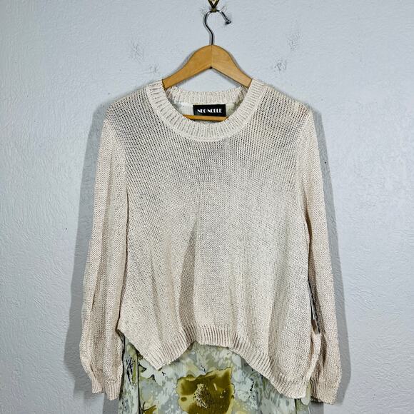 NEW! Neo Noble Sweater Blouse Set Sheer Tunic Knit Sweater - L - Picture 2 of 5